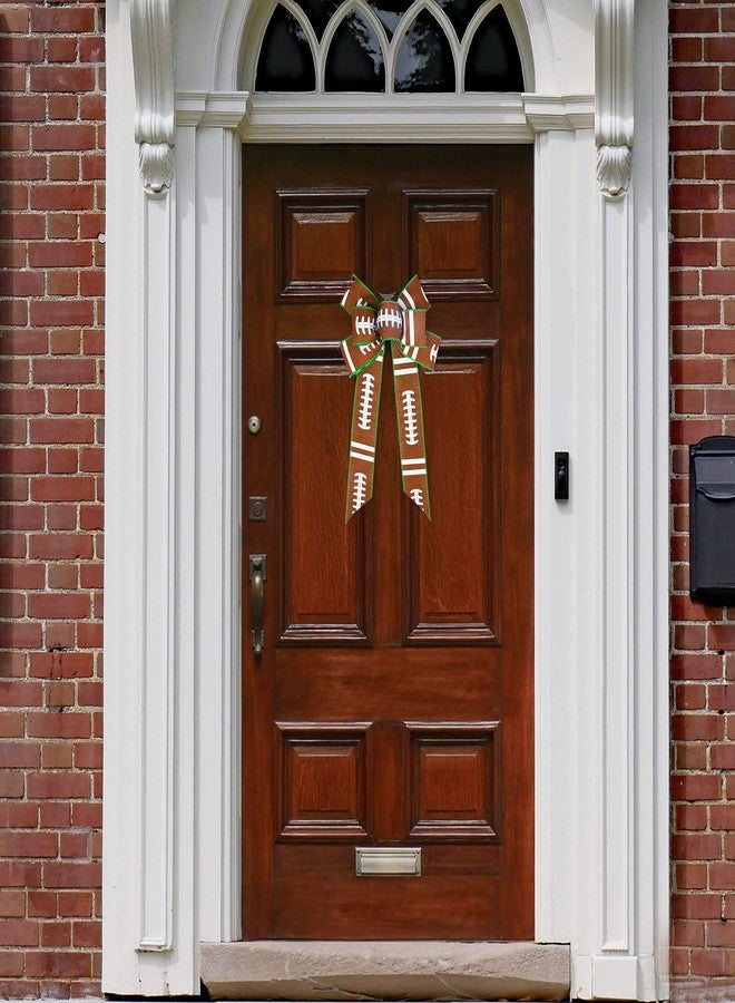 Whaline Football Wired Edge Ribbon 2 Rolls Reversible Ribbons 2.5 Inch Rugby Ball Field Pattern Craft Ribbon Team Sports Double-Sided Ribbons for Party Decor Gift Wrapping Bow Wreath Crafts Making - Image 5